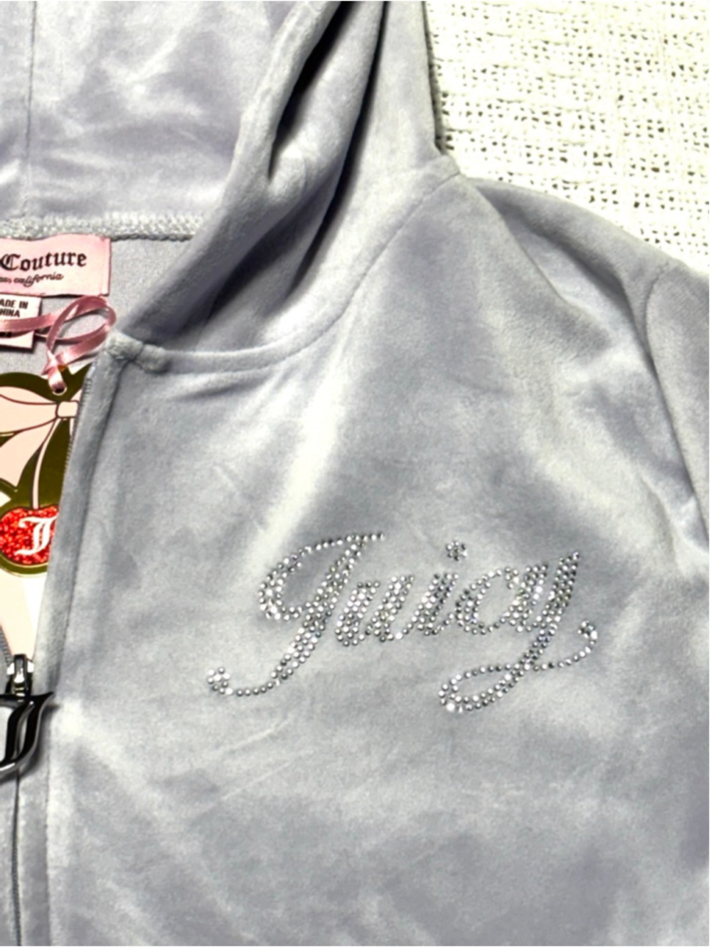 Juicy Couture OG Bling Velour Hoodie Pants Tracksuit - Lavender Haze SZ MED NWT - Picture 8 of 11